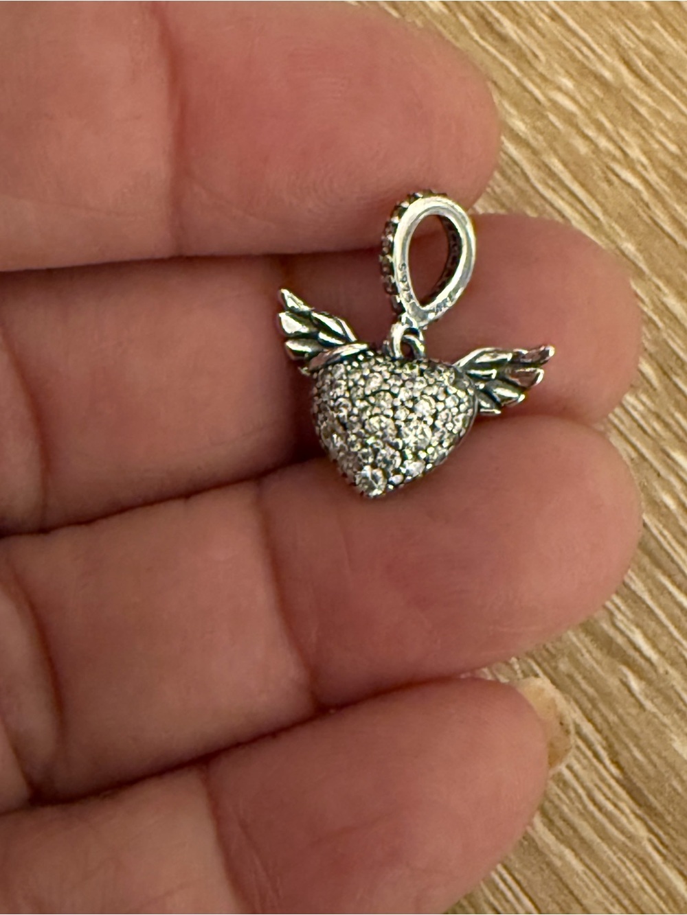 Silver Winged Heart Charm Pendant - Silver